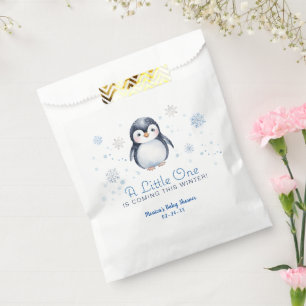 Sacolinha Chá de fraldas pinguim - Saco de favor - Inverno