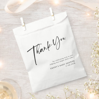 Sacolinha Chá de fraldas preto e branco moderno obrigado