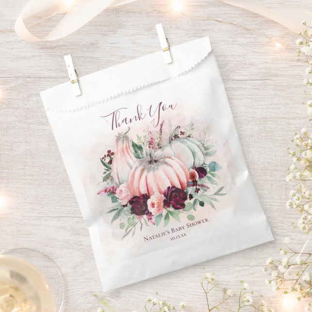 Sacolinha Chá de fraldas rosa-abóbora (Cortado)