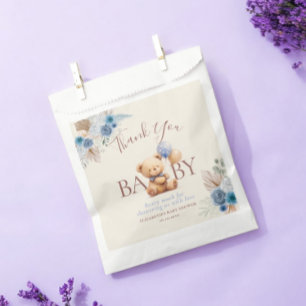 Sacolinha Chá de fraldas Rosa azul do Balão do Urso Vermelho