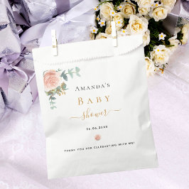 Sacolinha Chá de fraldas rosa de ouro floral eucalipto elega