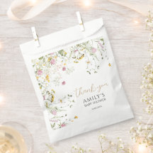 Chá de fraldas Rosa e Amarelo Flores Selvagens Fav