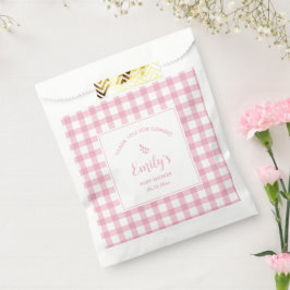 Sacolinha Chá de fraldas Rosa Gingham Girl Obrigado Por Ter 