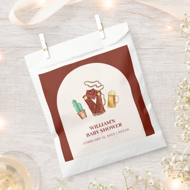 Sacolinha Chá de fraldas Rustic Rodeo Cowboy Cactus Beer Arc (Cortado)