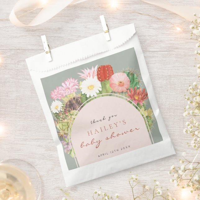 Sacolinha Chá de fraldas Sage Green Boho Bloom Cactus (Cortado)