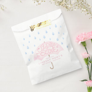 Sacolinha Chá de fraldas Sprinkle com guarda-chuva rosa