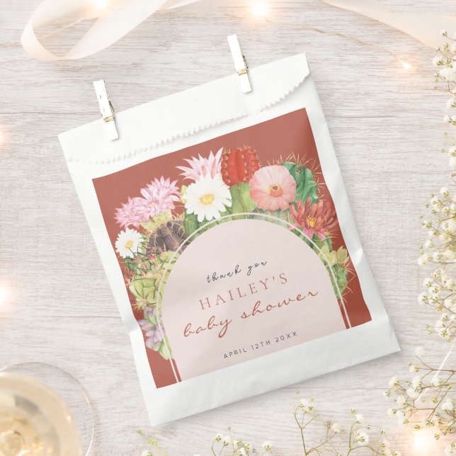 Sacolinha Chá de fraldas Terracotta Boho Bloom Cactus (Cortado)