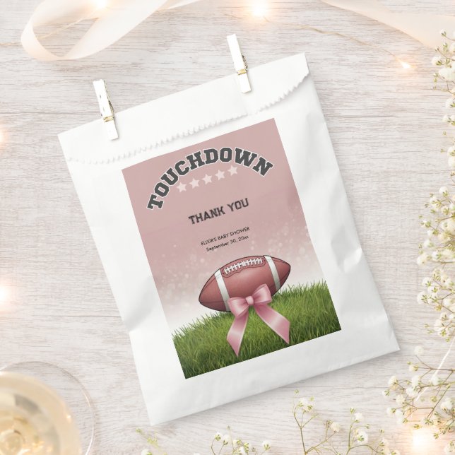 Sacolinha Chá de fraldas Tocado de Futebol da Faixa Rosa (Cortado)