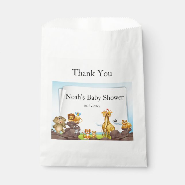 Sacolinha Chá de fraldas verde animal Safari (Frente)