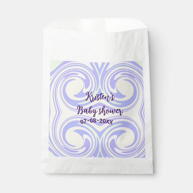 Sacolinha Chá de fraldas verde roxo de boho marble moderno (Frente)