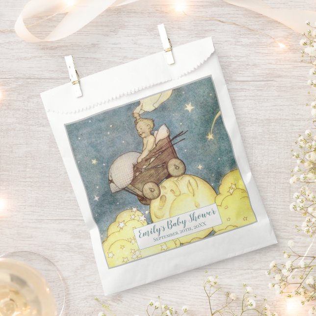 Sacolinha Chá de fraldas Vintage Moon e Stars (Cortado)
