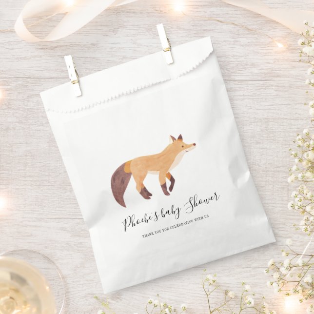 Sacolinha Chá de fraldas Woodland Fox Personalizada (Cortado)