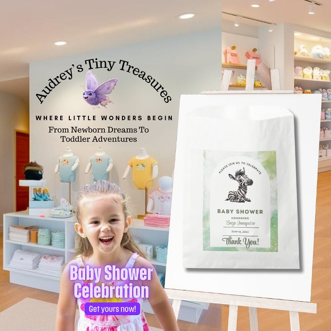 Sacolinha Chá de fraldas Zebra de Cartoon Encantador (Criador carregado)