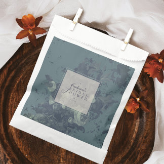 Sacolinha Chá de Noiva Floral Azul Turquesa Rústico Elegante