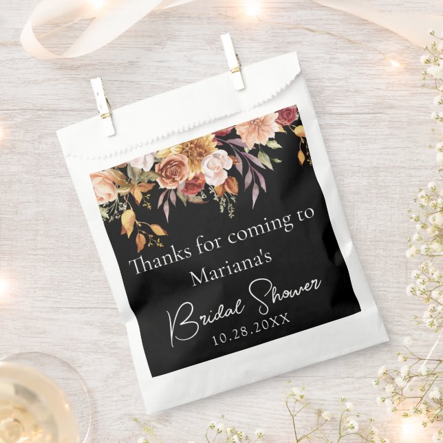 Sacolinha Chá de Noiva Floral de Outono Preto (Cortado)