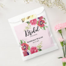 Chá de Noiva Moderno Vermelho Rosa Floral em Rosa