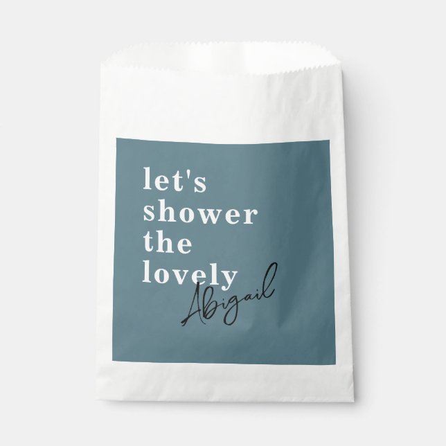 Sacolinha Chá de Noiva Simples Moderno Aquarela Azul Turques (Frente)