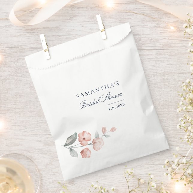 Sacolinha Chá de panela Botânico Floral Rosa Elegante (Cortado)