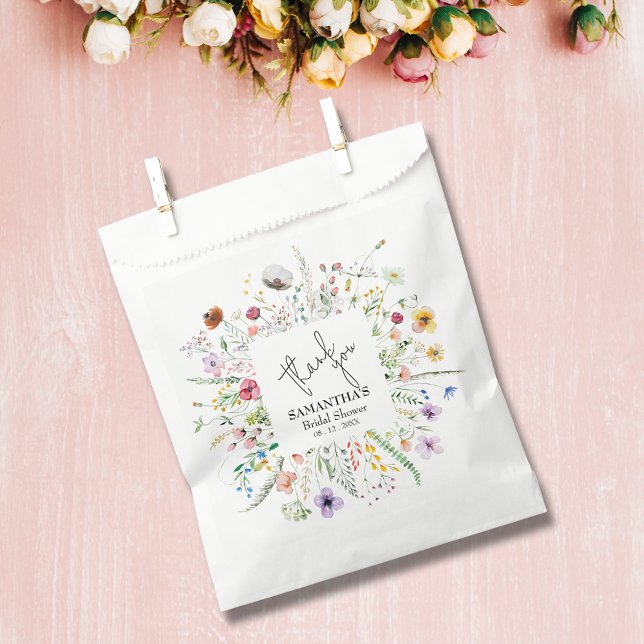 Sacolinha Chá de panela de flores silvestres (Wildflowers bridal shower paper favor bag)