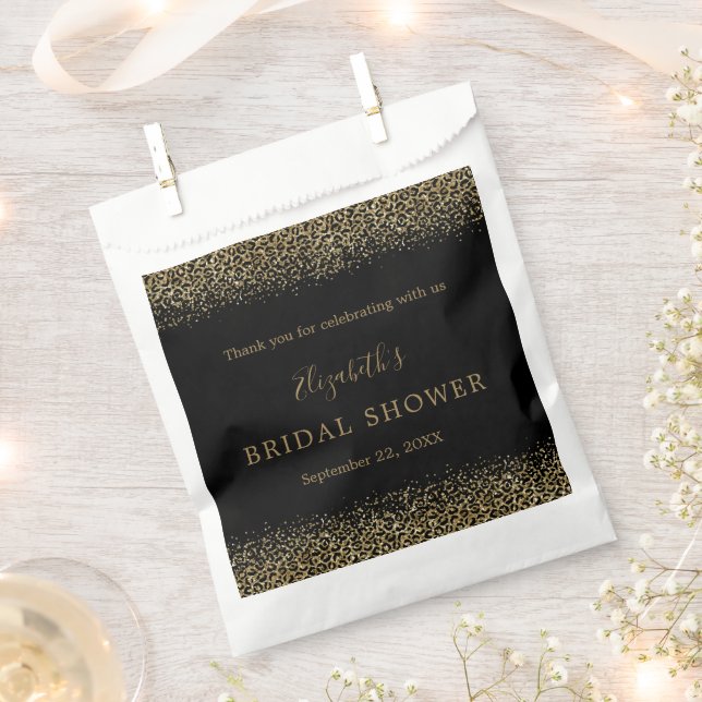 Sacolinha Chá de panela de Gama de Leopardo Preto Dourado (Cortado)