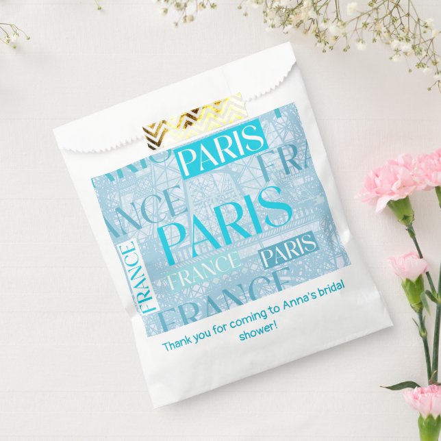 Sacolinha Chá de panela Festa de aniversário azul de Paris (Selado)
