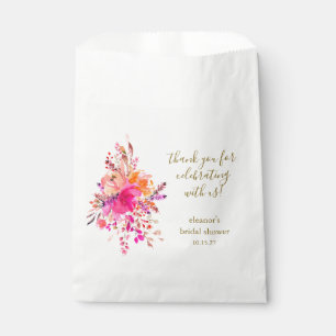 Sacolinha Chá de panela Floral Cor-de-Rosa Elegante Obrigado