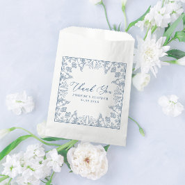 Sacolinha Chá de panela Floral de Chinoiserie Azul Francês