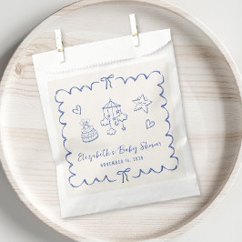 Sacolinha Chá Whimsical Blue Wavy Frame Baby Boy
