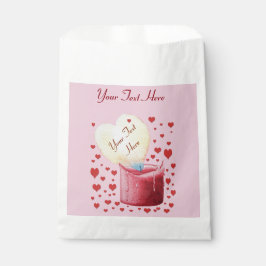 Sacolinha Chama romântica em forma de coração para casamento