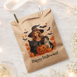 Sacolinha Chapéus de bruxas e abóboras no Halloween