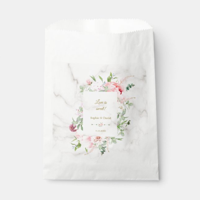 Sacolinha Charm Primavera Watercolor Peonies Bloom Weding (Frente)