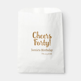 Sacolinha Cheers forty orange brown calligraphy birthday nam