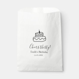 Sacolinha Cheers thirty birthday cake black scribble hand
