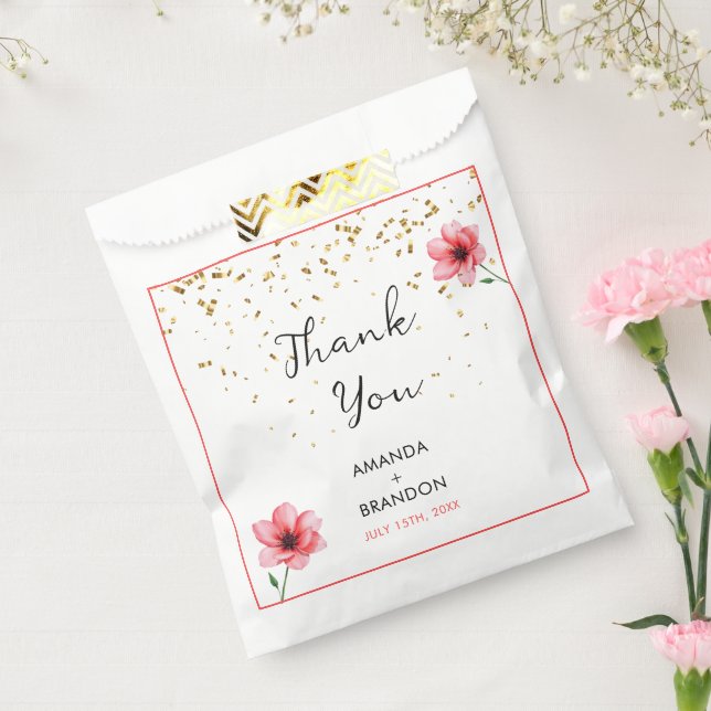 Sacolinha Chic Blush Pink Floral Confetti Frame Wedding (Selado)