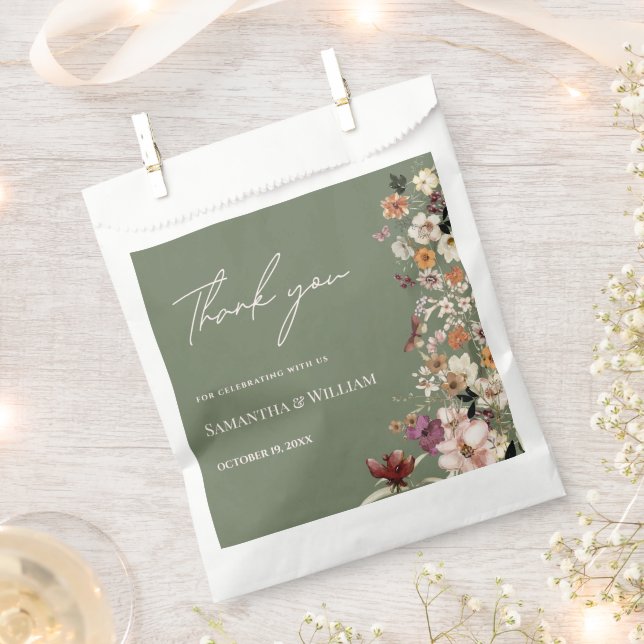 Sacolinha Chic Boho Wildflower Rustic Sage Casamento Verde (Cortado)