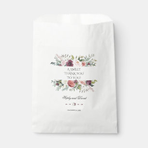 Sacolinha Chic Burgundy Blush Ivory Floral Wedding OBRIGADO