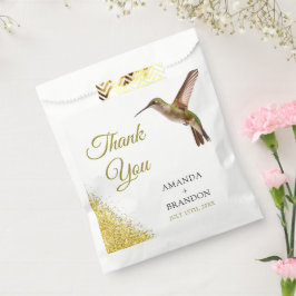Sacolinha Chic Green Hummingbird e Dourado Casamento de Poei