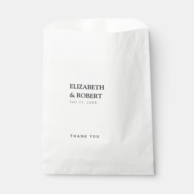 Sacolinha Chic tradicional de casamento preto e branco minim (Frente)