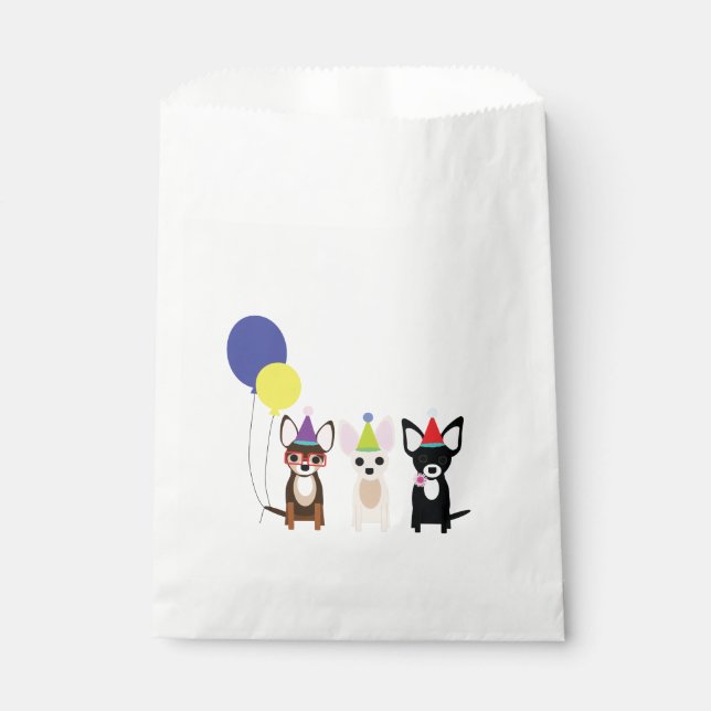 Sacolinha Chihuahua Birthday Partido Favor Bag (Frente)