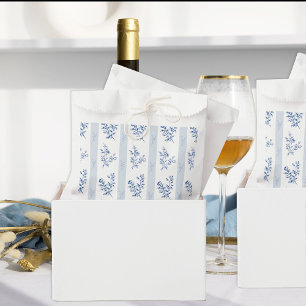 Sacolinha Chinoiserie Floral Listrada Azul e Branco Vintage