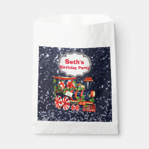 Sacolinha Choo Choo Choo Train Blue Faux Glitter