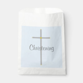Sacolinha Christening Boy Light Blue Silver Cross Favor Bag
