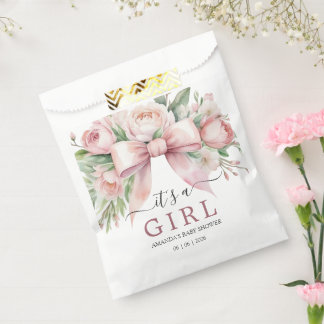 Sacolinha Chuva de Bebê Arco Rosa Floral Romântico