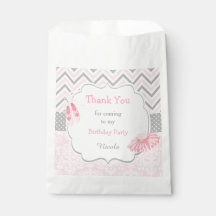 Chuva de Bebê Bailarina com Chevron Rosa e Cinza