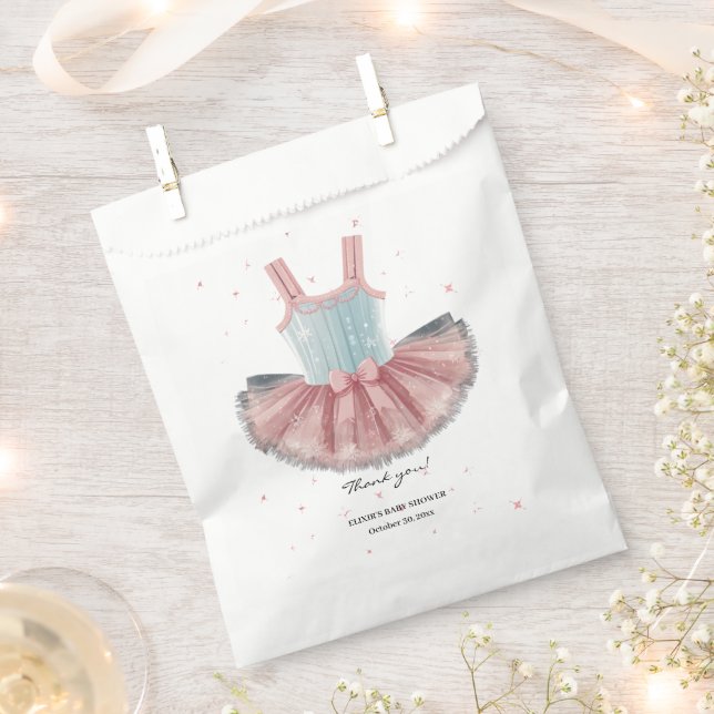 Sacolinha Chuva de Bebê Brilho e Tutu Azul e Rosa Moderno (Cortado)