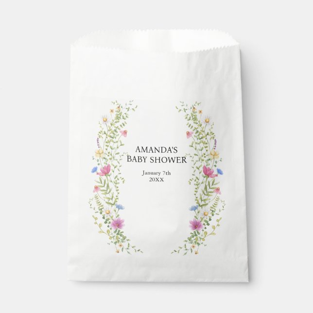 Sacolinha Chuva de Bebê de Flores Selvagens Elegantes (Frente)