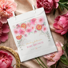 Sacolinha Chuva de Bebê Flores Aquarela Rosa Cítrica