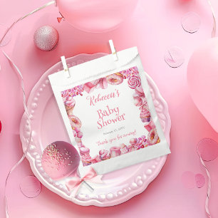Sacolinha Chuva de Bebê Menina com Moldura de Bala Rosa