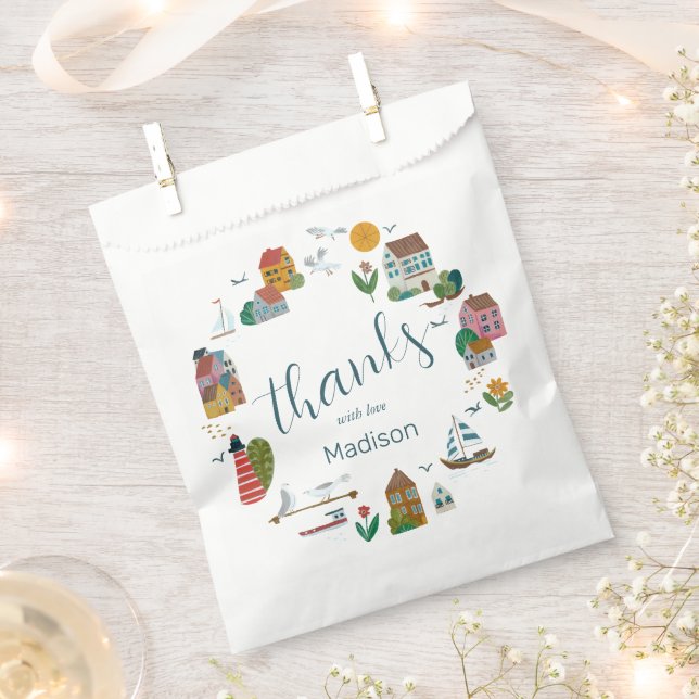 Sacolinha Chuva de Bebê Náutica Menino Azul da Vila Costeira (Cortado)