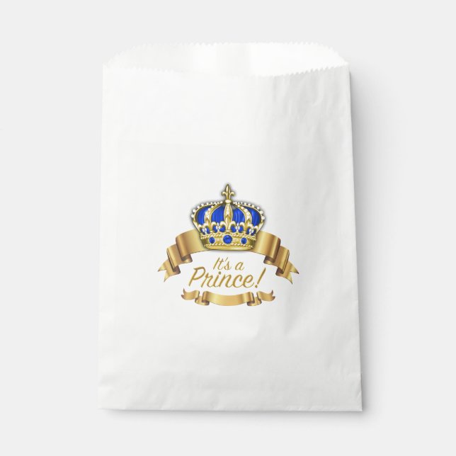 Sacolinha Chuva de Bebê Príncipe Azul Real Dourado (Frente)